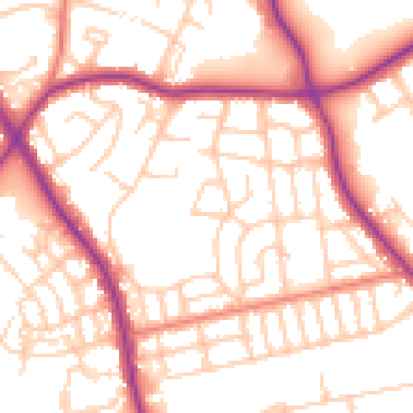 Daytime road noise heatmap for M25 0JZ