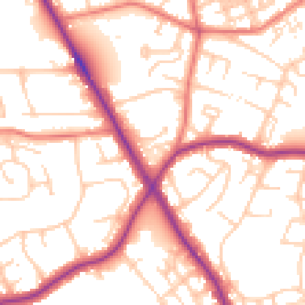 Daytime road noise heatmap for M25 0NL