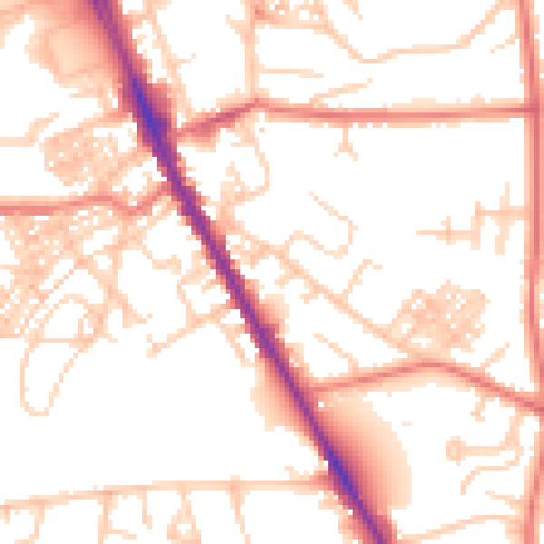 Daytime road noise heatmap for M25 1BE
