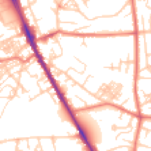 Daytime road noise heatmap for M25 1BH