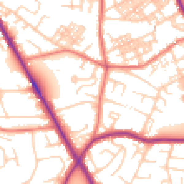 Daytime road noise heatmap for M25 1EA