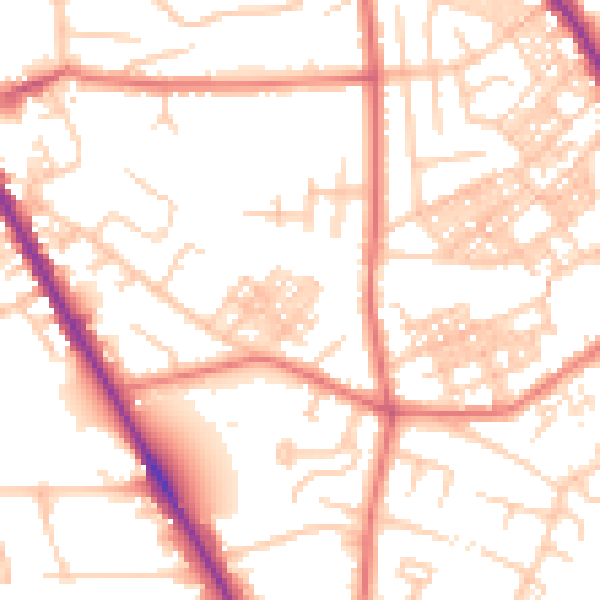 Daytime road noise heatmap for M25 1EL