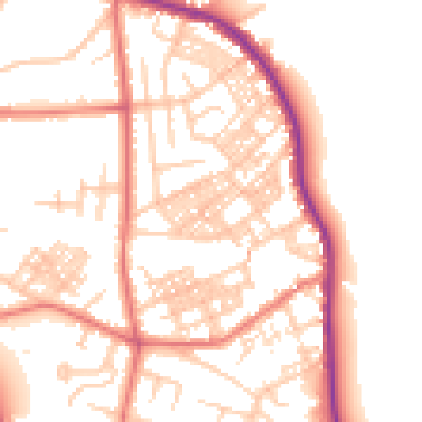 Daytime road noise heatmap for M25 1HR