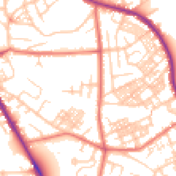 Daytime road noise heatmap for M25 1LZ