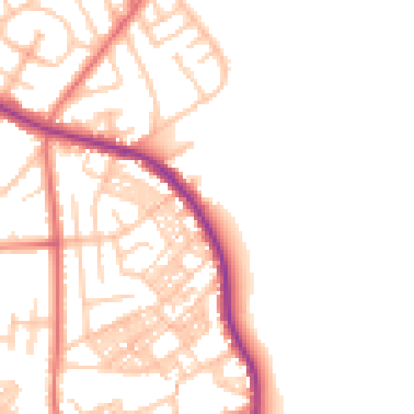Daytime road noise heatmap for M25 1NZ