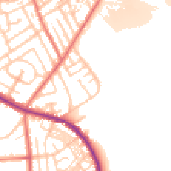 Daytime road noise heatmap for M25 2LY