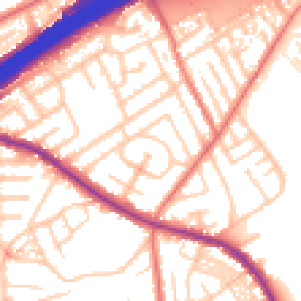 Daytime road noise heatmap for M25 2NW