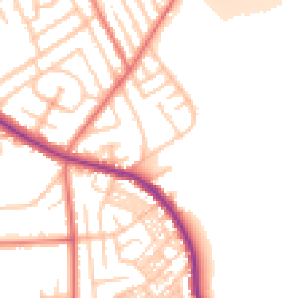Daytime road noise heatmap for M25 2QB