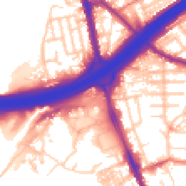 Daytime road noise heatmap for M25 3BH