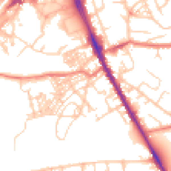 Daytime road noise heatmap for M25 3HW