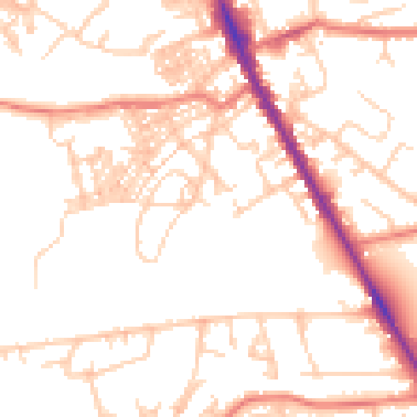 Daytime road noise heatmap for M25 3JN