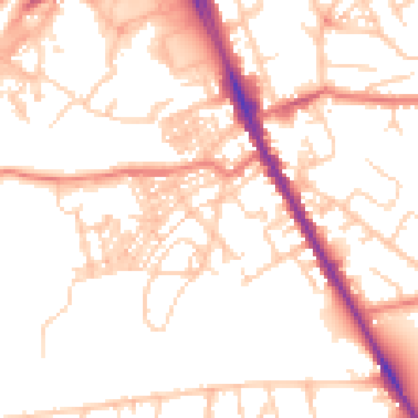 Daytime road noise heatmap for M25 3JR