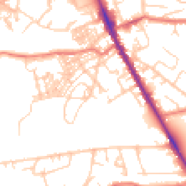 Daytime road noise heatmap for M25 3JS