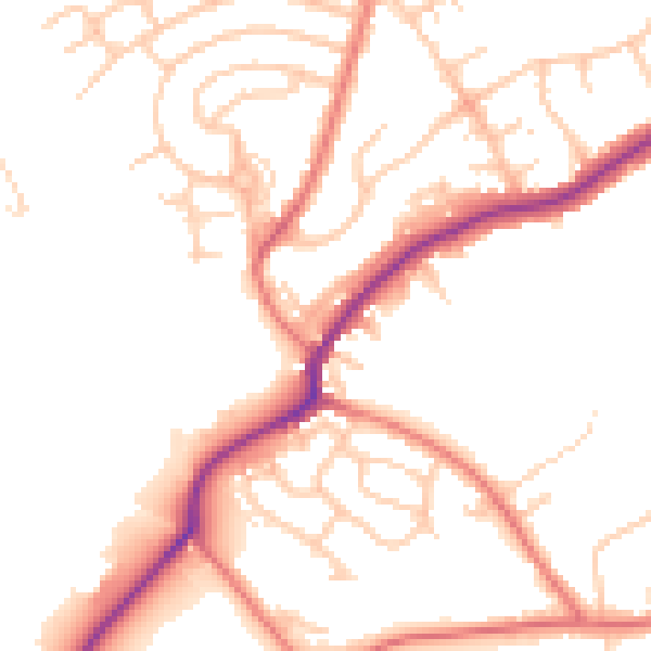 Daytime road noise heatmap for M25 9AU