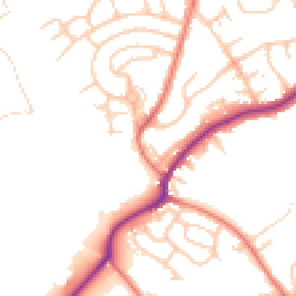 Daytime road noise heatmap for M25 9JR