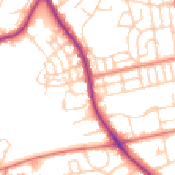 Daytime road noise heatmap for M25 9JZ