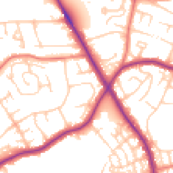 Daytime road noise heatmap for M25 9NJ