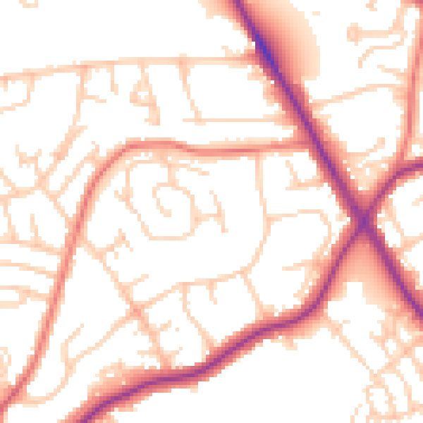 Daytime road noise heatmap for M25 9QA
