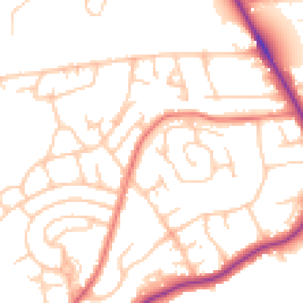 Daytime road noise heatmap for M25 9QT
