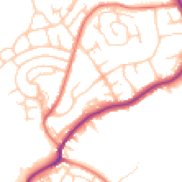 Daytime road noise heatmap for M25 9RE