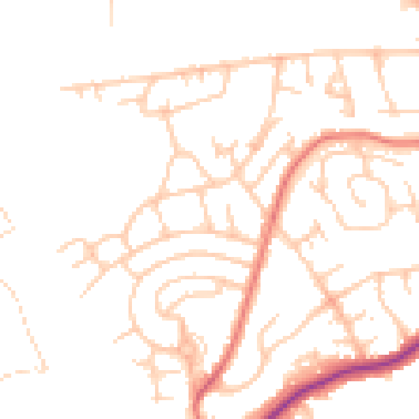 Daytime road noise heatmap for M25 9TN