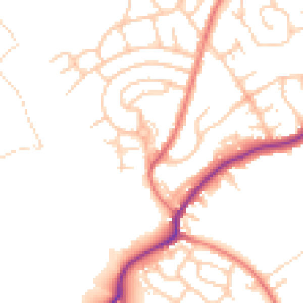 Daytime road noise heatmap for M25 9UJ