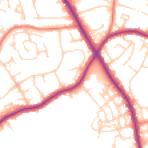 Daytime road noise heatmap for M25 9WJ