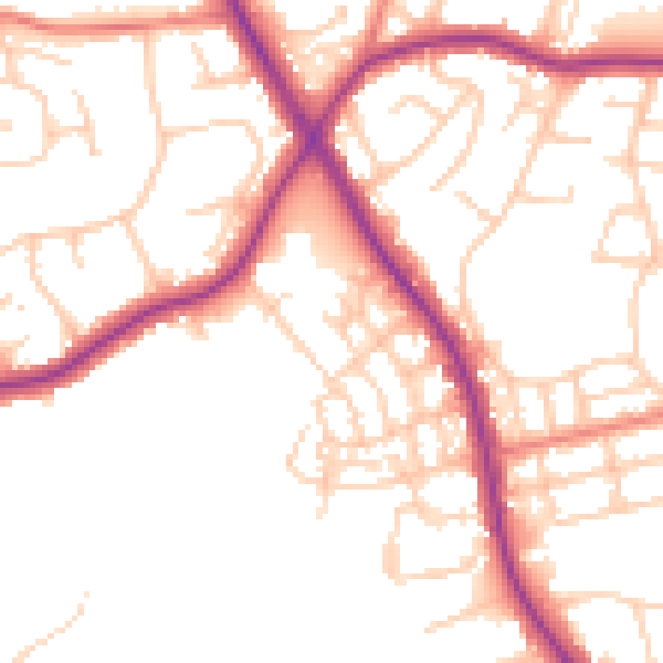 Daytime road noise heatmap for M25 9WR