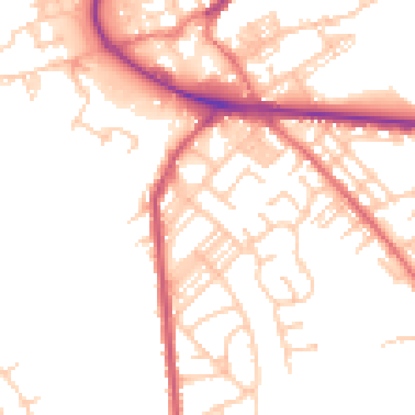 Daytime road noise heatmap for M26 1AW