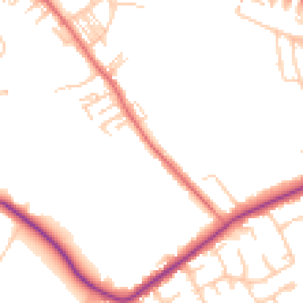 Daytime road noise heatmap for M26 1JB