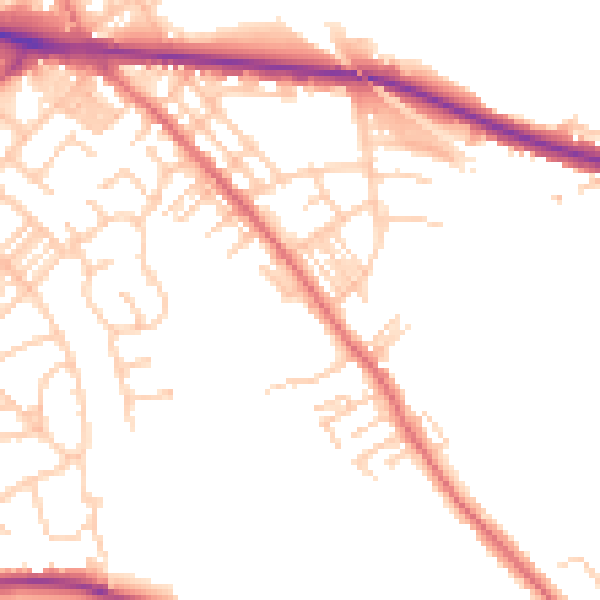 Daytime road noise heatmap for M26 1JP