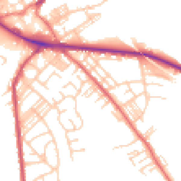 Daytime road noise heatmap for M26 1JS