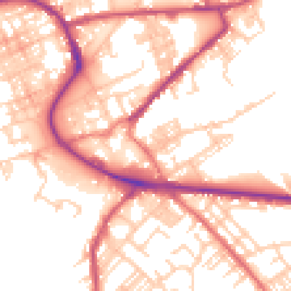 Daytime road noise heatmap for M26 1NW