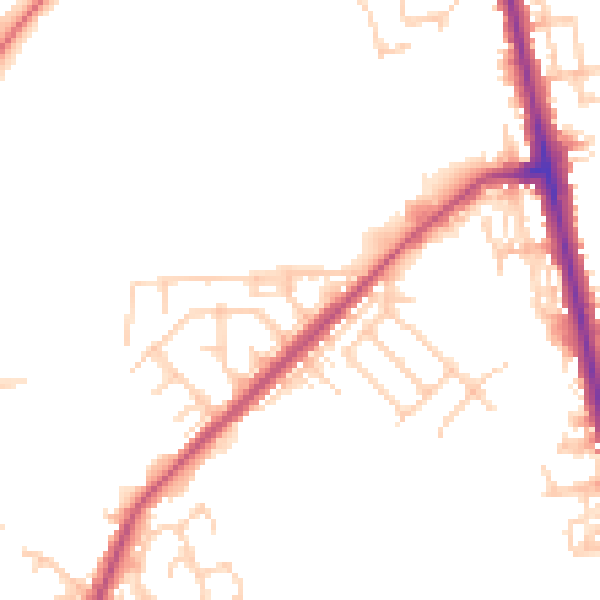 Daytime road noise heatmap for M26 2QW
