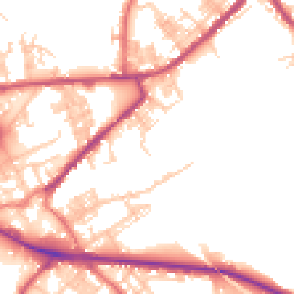 Daytime road noise heatmap for M26 2TW