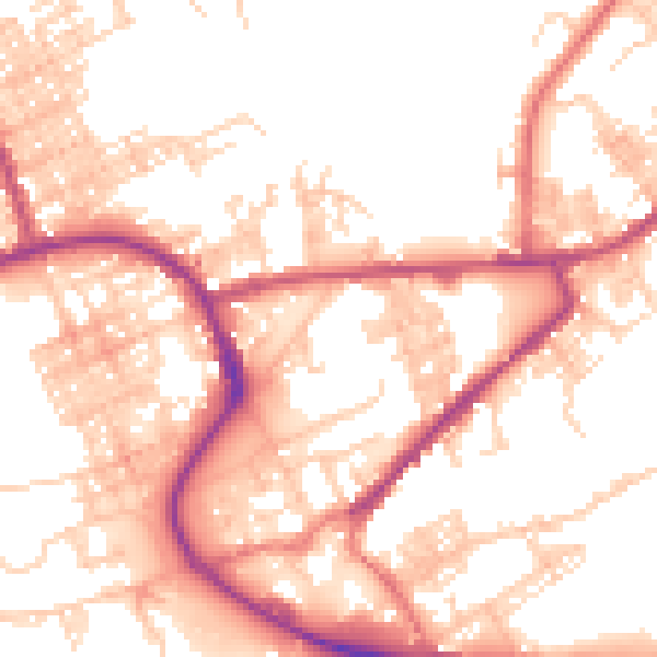 Daytime road noise heatmap for M26 2TX