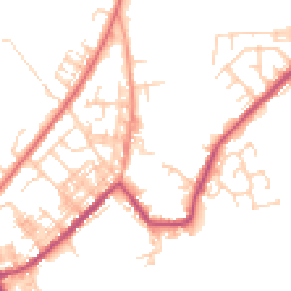 Daytime road noise heatmap for M26 2XU