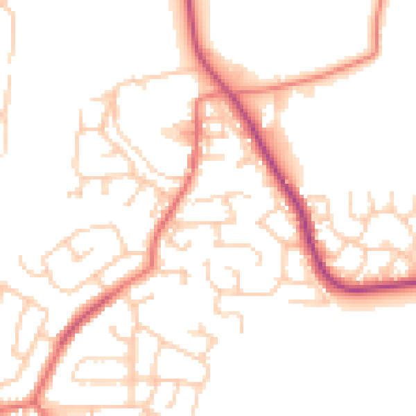 Daytime road noise heatmap for M26 3XY