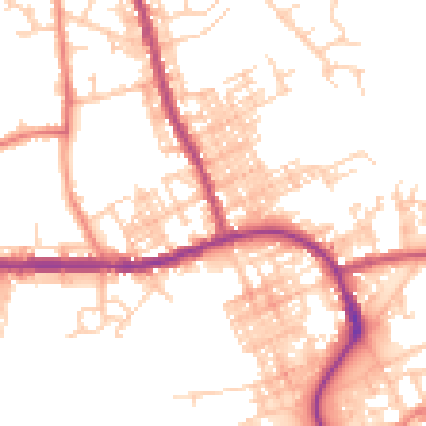Daytime road noise heatmap for M26 4DJ