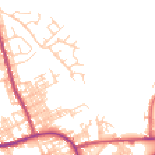 Daytime road noise heatmap for M26 4EQ