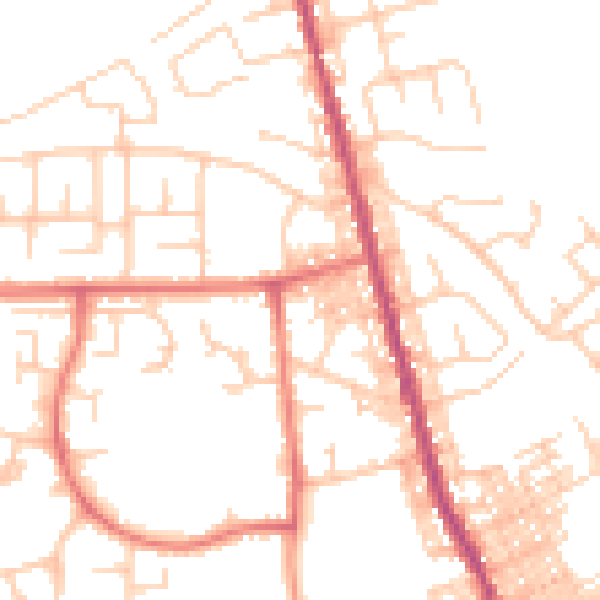 Daytime road noise heatmap for M26 4PJ