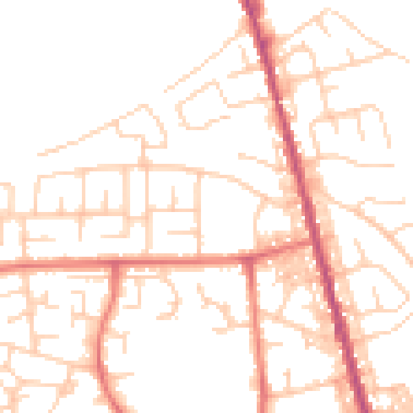 Daytime road noise heatmap for M26 4QE