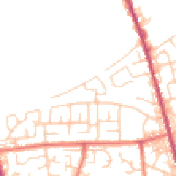 Daytime road noise heatmap for M26 4XB