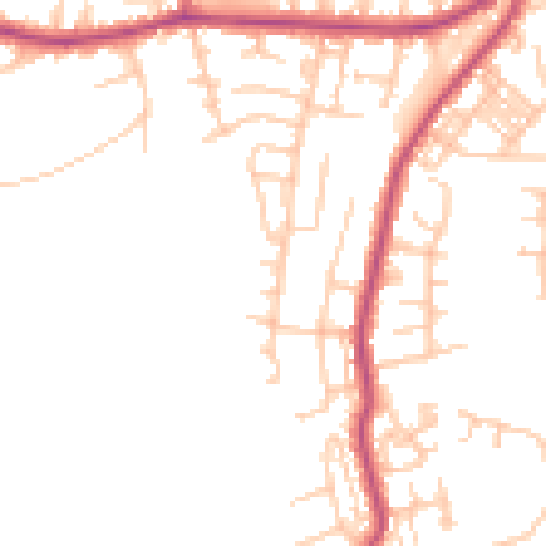 Daytime road noise heatmap for M27 0BN