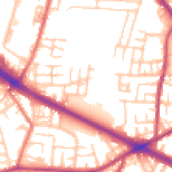 Daytime road noise heatmap for M27 0LW