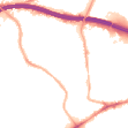 Night-time road noise heatmap for M30 8EL