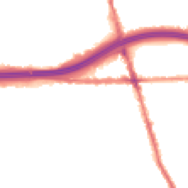 Night-time road noise heatmap for M34 2AE