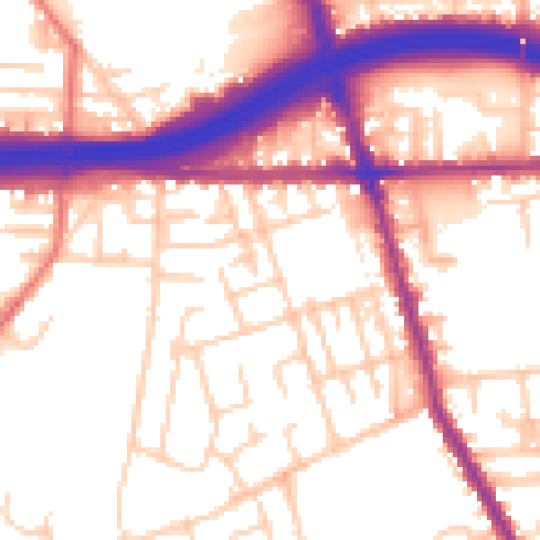 Daytime road noise heatmap for M34 2AL