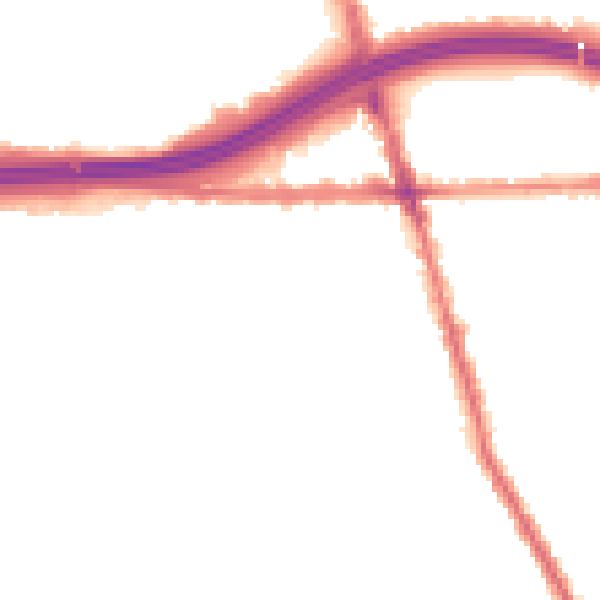 Night-time road noise heatmap for M34 2AL