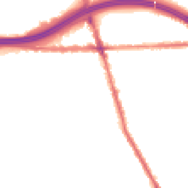 Night-time road noise heatmap for M34 2AN